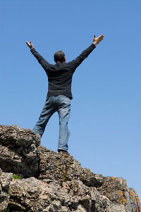 Man celebrating his recovery through occupational therapy and physical therapy Man celebrating his recovery through occupational therapy and physical therapy